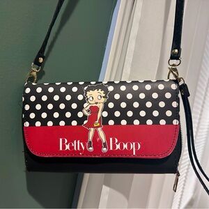 SOLD // Betty Boop clutch with wristlet and strap attachment